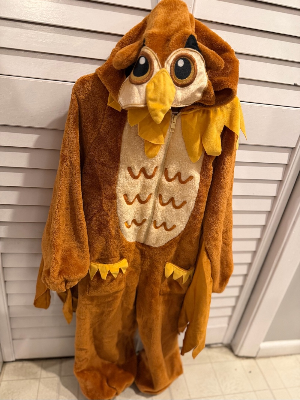 Kids (toddler 4t) Brown Owl Costume Plush Hooded Onesie